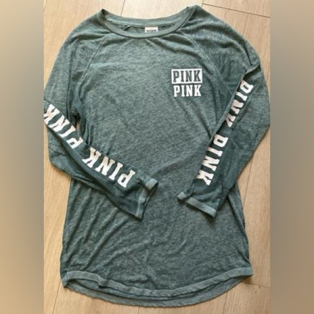 PINK Victoria's Secret Teal Long Sleeve Tee